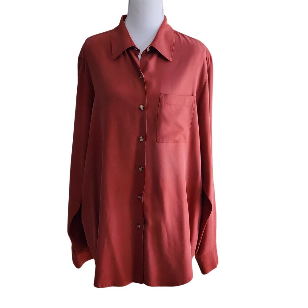 Vintage Orvis Long-Sleeved Silk Everyday Shirt Sz 16 Y2K